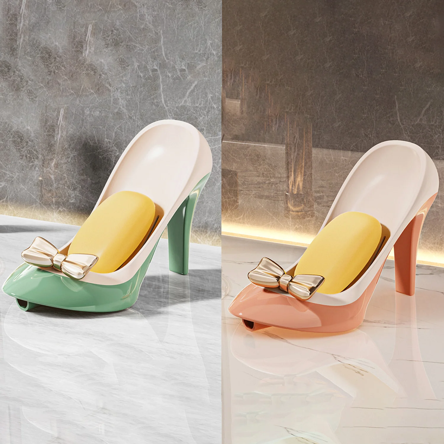 High Heel-shaped Storage Rack With Countertop Draining Soap Dish - Image 6