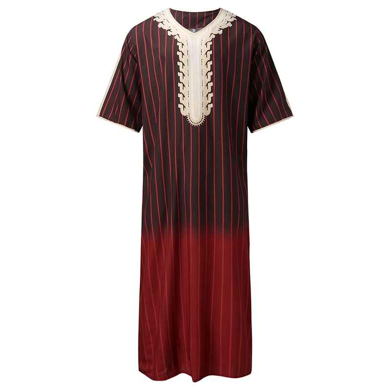 Men's Loose V-Neck Short Sleeve Long Robe - Image 8