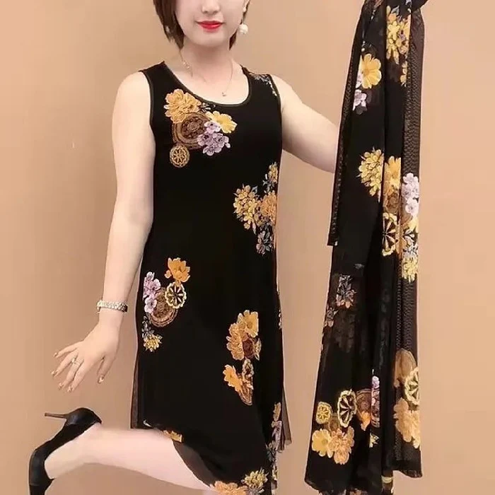 Womens Floral Print Dress Set - Image 3